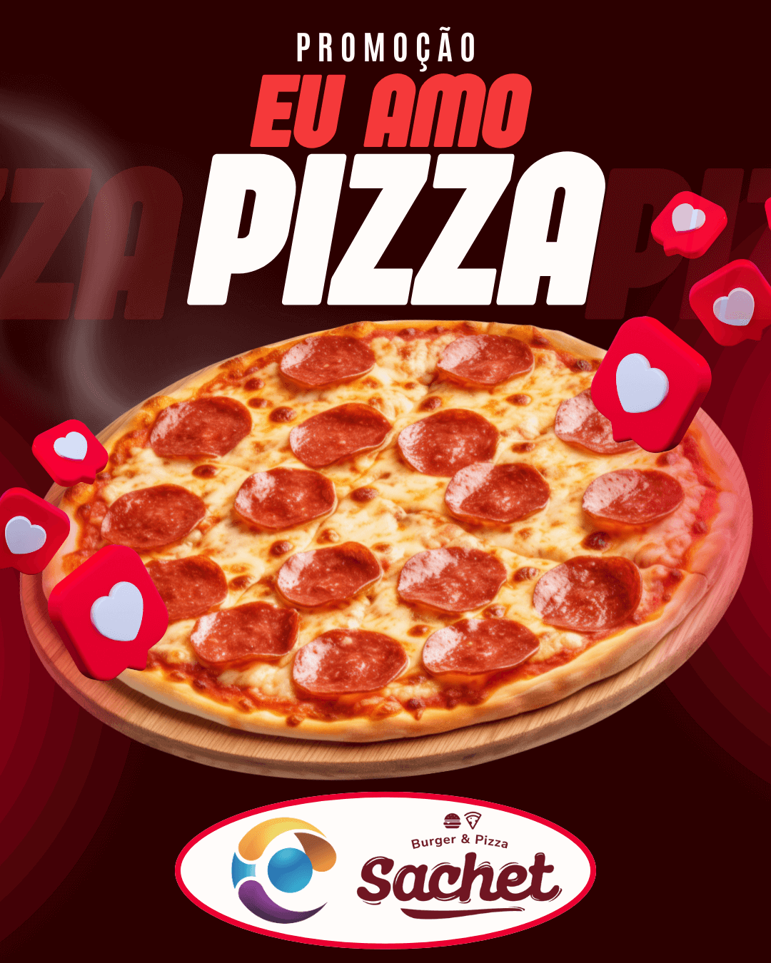 Post do Instagram promoção Dia da Pizza 10 de julho Moderno Vermelho (Post para Instagram (45))